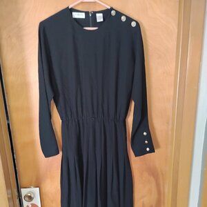 VINTAGE Liz Claiborne Black Dress with Button Detailing